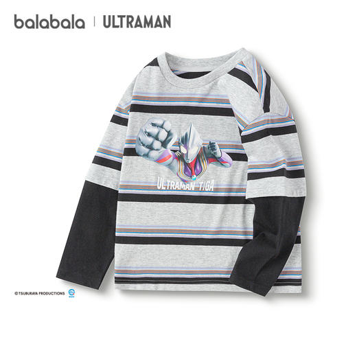 【奥特曼IP】巴拉巴拉男童长袖t恤秋季款纯棉假两件上衣舒适时尚 商品图4