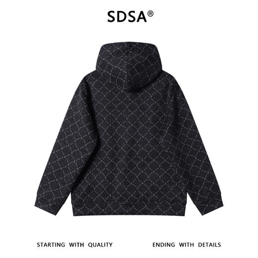 WY1357SDSA男士秋冬新款痞帅男装潮牌细闪撞色格子抽绳连帽卫衣百搭时尚 商品图5