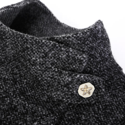 QH909斯尔丽2025新款韩版宽松廓形斜纹杂花纹理时尚双面双色羊毛大衣 商品图11