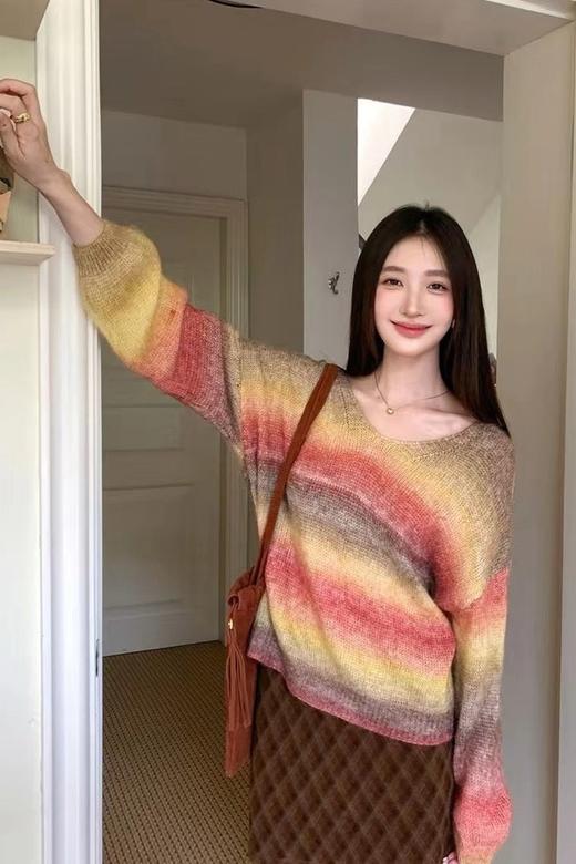 ANSUABEL 港风渐变色慵懒风宽松休闲毛衣上衣 21520 商品图2