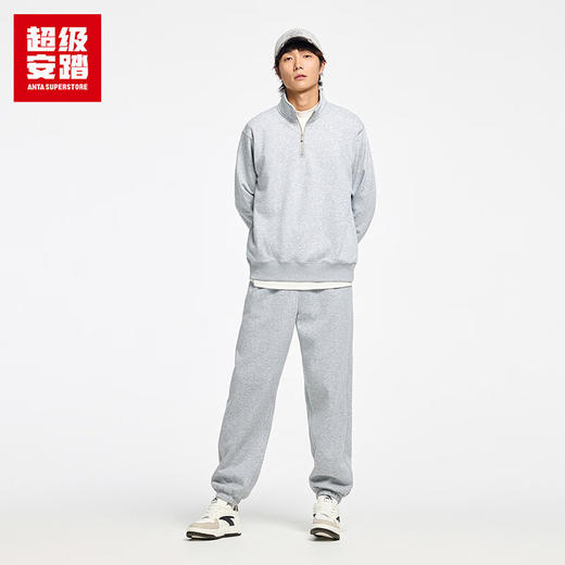 超级安踏半拉链加绒卫衣男款秋冬加绒保暖长袖套头衫152548718U 商品图1