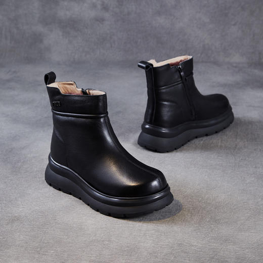 真皮厚底羊毛雪地靴，加厚抗寒保暖东北防滑棉鞋皮靴ZM258762 商品图3