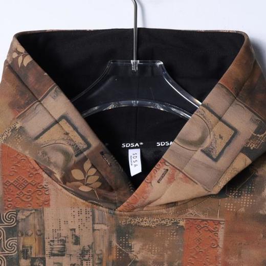 WY1378SDSA秋冬新款痞帅男装时尚潮流植物花卉复古套头连帽卫衣时尚上衣 商品图1