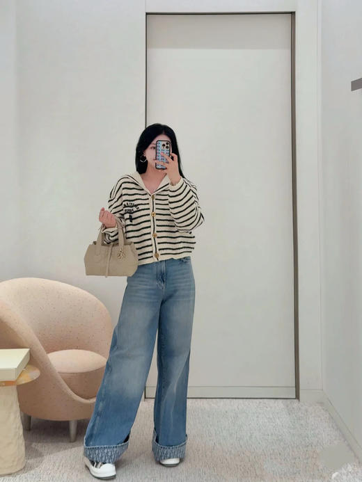 迪奥 25秋冬新款 披肩翻领条纹针织开衫(TM) 商品图2