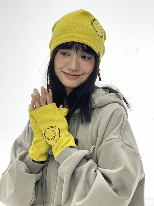 CryingCenter漩涡抓绒针织户外徒步秋冬保暖护耳针织帽半指手套 商品图3