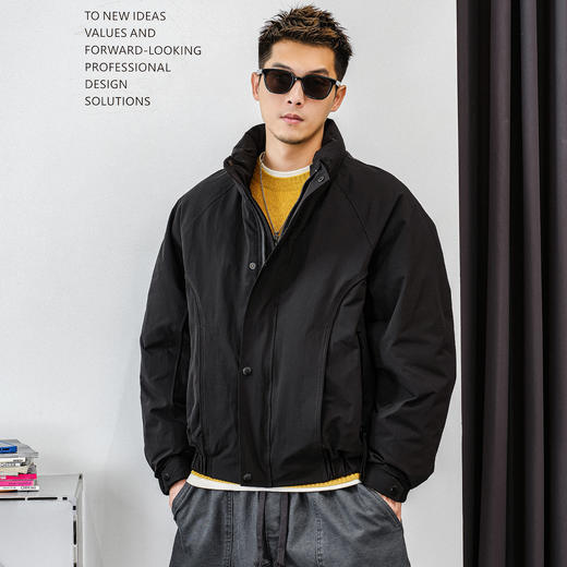 徐太浪【夹克式 工装拉链】黑色羽绒服男冬季厚款大码防寒服外套 商品图1