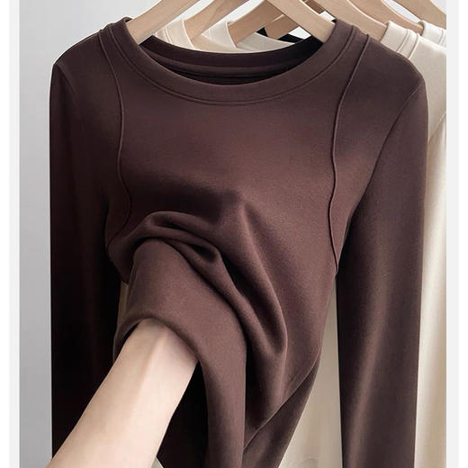 【买1送1，正肩修身鱼骨磨毛打底衫】拉毛工艺，轻、薄、软、暖，一件过冬 ✅正肩版型，修身鱼骨，上身超显瘦 商品图7