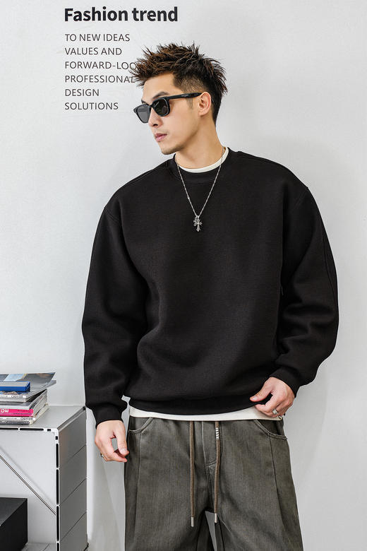 徐太浪【基础款 简约百搭】加绒卫衣男秋冬款休闲内搭打底衫上衣 商品图4