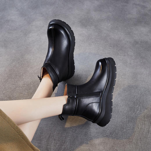 真皮厚底羊毛雪地靴，加厚抗寒保暖东北防滑棉鞋皮靴ZM258762 商品图2