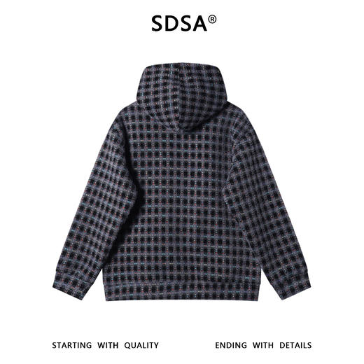 WY1422SDSA男士秋冬新款痞帅男装韩版绒毛彩色格纹格子连帽卫衣百搭时尚 商品图4