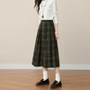 【年货节】熙世界复古格纹毛呢半身裙女秋冬高腰宽松梨形伯克利a字中长裙子 商品缩略图4