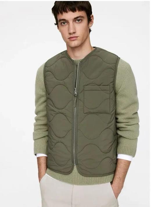 美式复古轻薄绗棉男款马甲 商品图2