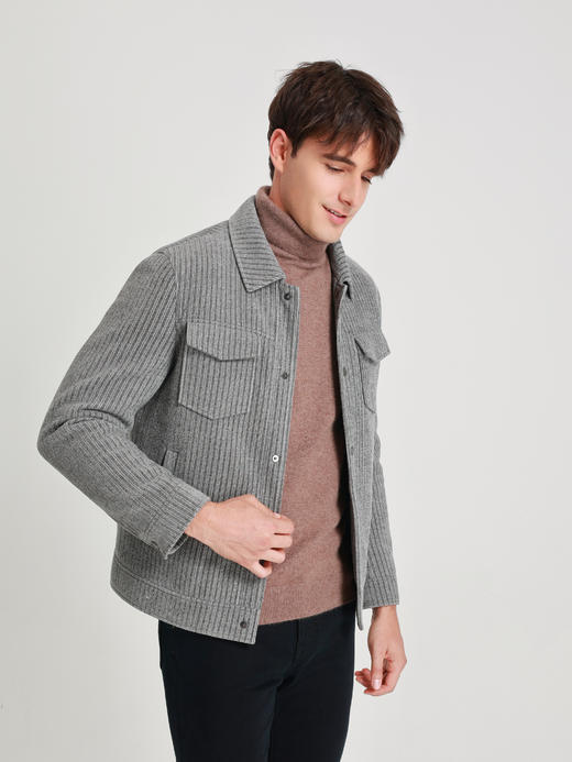 callisto海豚灰雪尼尔灯芯绒兔毛内胆外套 商品图3