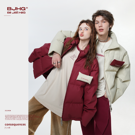 BJHG不计后果羽绒服男女款冬季新款潮可拆卸贴贴加厚美式情侣外套