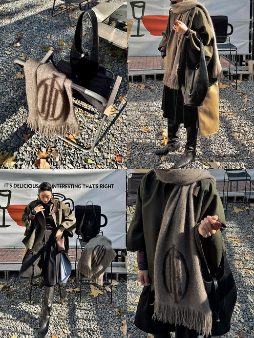 HIDEMI 大秀款青藏高原可溯源牦牛绒拉毛长拉绒logo系列加厚款围巾 商品图5