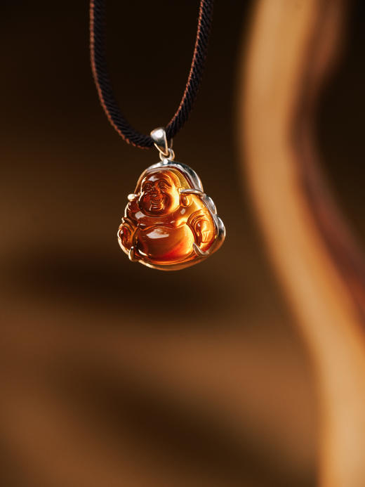 元和堂迷罗 琥珀弥勒吊坠 长2cm 宽2cm【器悟雅玩】 商品图2