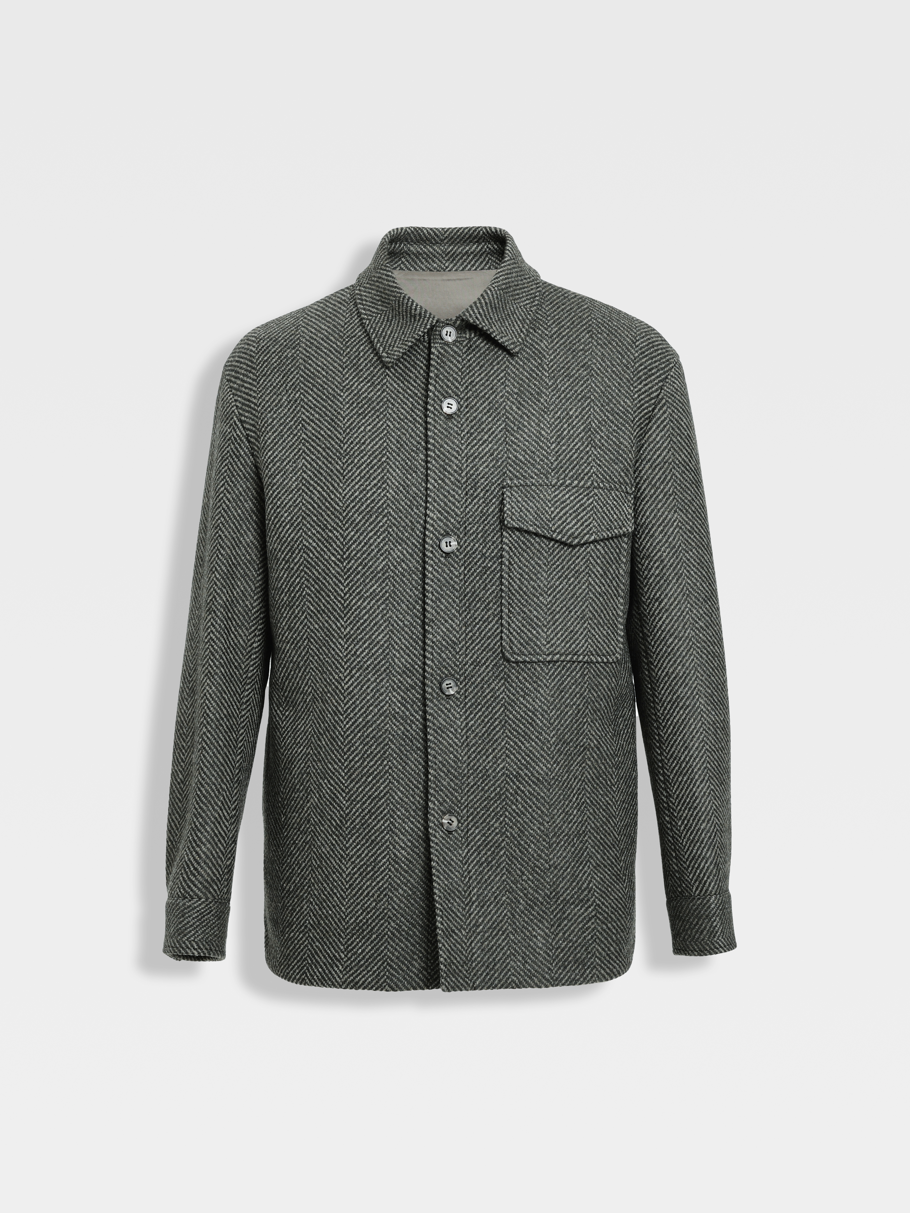 callisto橄榄绿全羊毛工装衬衫款外套