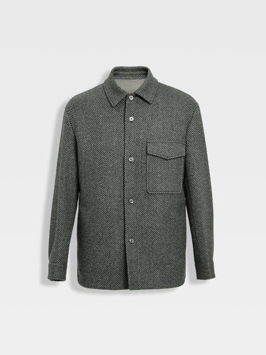 callisto橄榄绿全羊毛工装衬衫款外套 商品图0