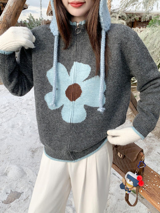 <曾小咸推荐>现货秒杀！微信超特价！灰色立领拉链毛衣外套 日常199.99 立减100 秒杀99.99！ 商品图7