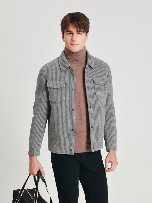 callisto海豚灰雪尼尔灯芯绒兔毛内胆外套 商品图2