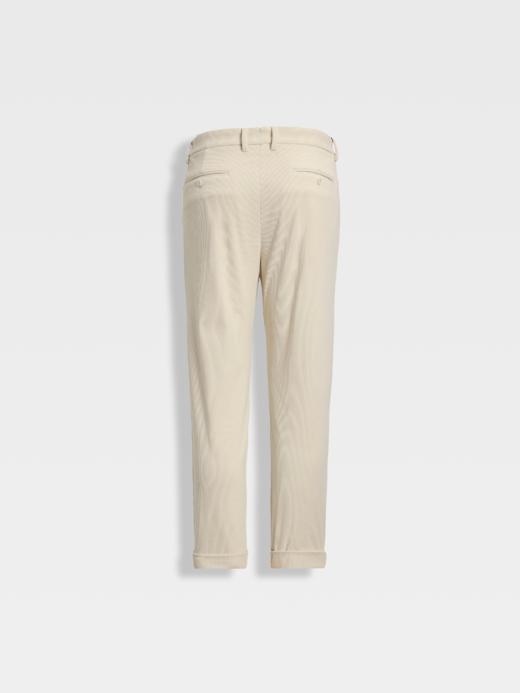 callisto米白罗马柱条纹立体条绒休闲裤 商品图1