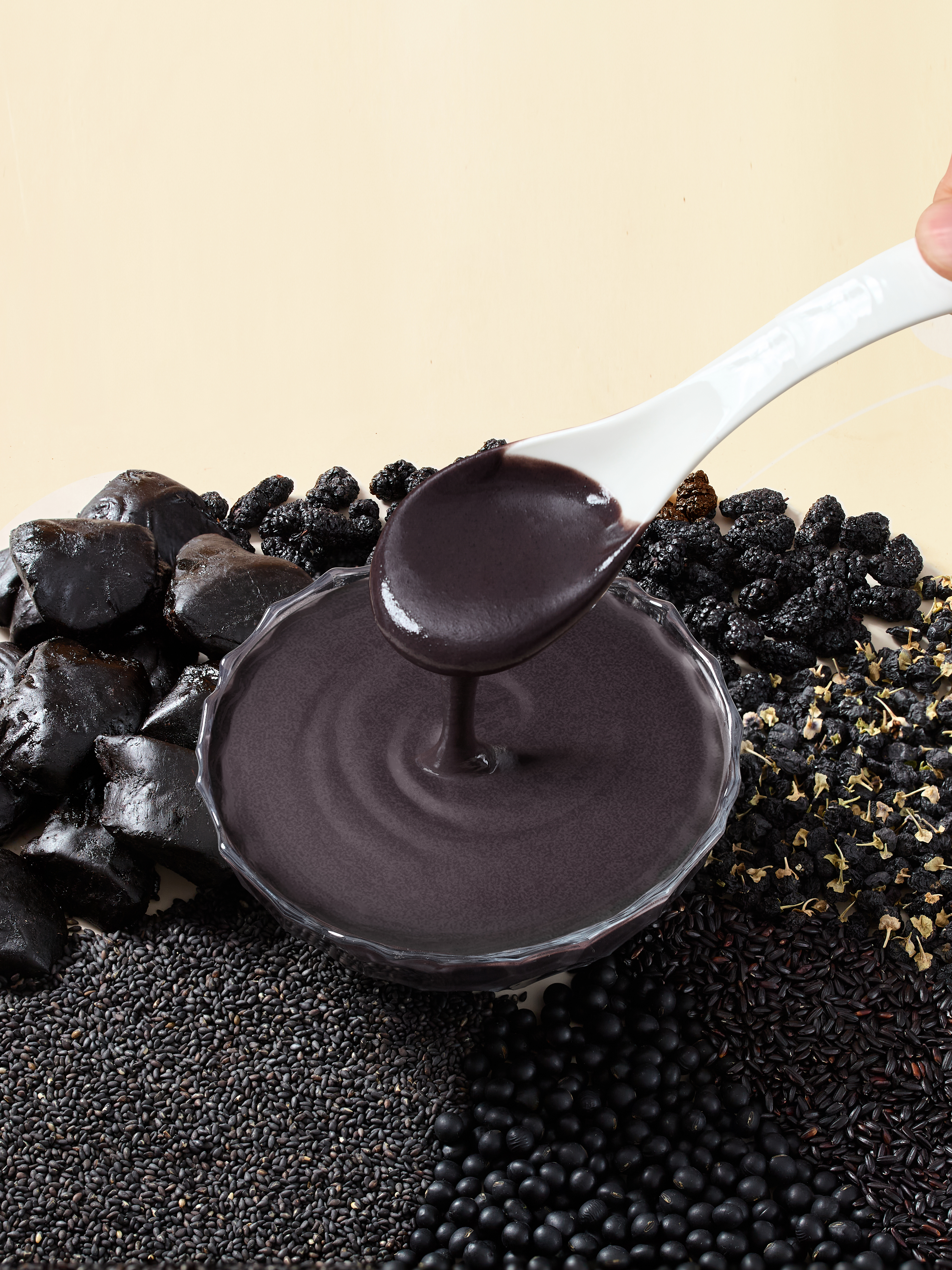 【1500积分+0.1元+】九华山黄精五黑粉 黑芝麻 黑豆 黑米 黑枸杞 黑桑葚 高钙膳食纤维 早餐营养代餐  4条/份