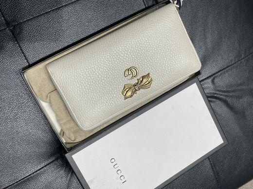 【超惠秒】GUCCI GG Marmont 白色真皮带钻缎带金属logo 长钱包/手拿包 11606 商品图0