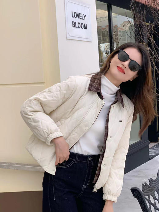 【百图lulu定制】【常春藤棉服】假两件 内拼接 磨毛格子衬衫  菱形格纹 棉服 商品图8