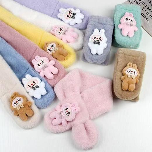 【云感绵柔❗️防风保暖】儿童围巾冬季拉布布女孩加厚保暖围脖男女童秋冬宝宝卡通交叉脖套。ja 商品图3