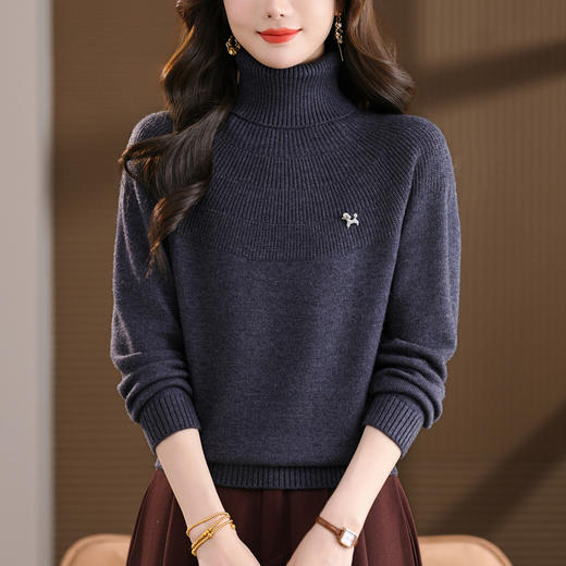 高领针织打底衫女士秋冬，高级感洋气时尚内搭上衣短款毛衣CC-101-8136 商品图2