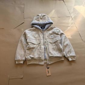 D111943早冬复古大理石纹座山雕连帽棉服