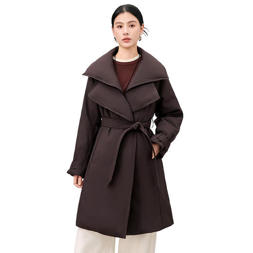 QS25冬季新款长款过膝鹅绒服女款加厚保暖外套设计感开领95鹅绒2119 商品图4