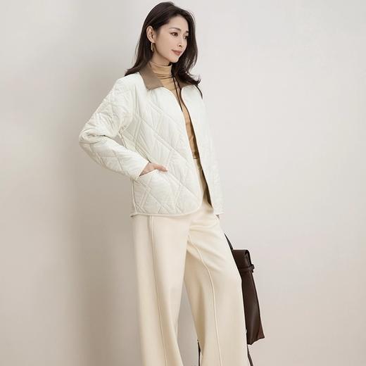 【可拆卸翻领 一衣两穿】姹弥空气层可拆翻领羊毛外套 羊毛填充柔软保暖轻盈 菱格型绗缝工艺美观锁温不跑绒 百搭舒适 商品图5