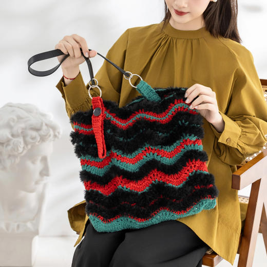 苏苏姐家波波皮草包手工编织包包diy钩针毛线团单肩包材料包 商品图1