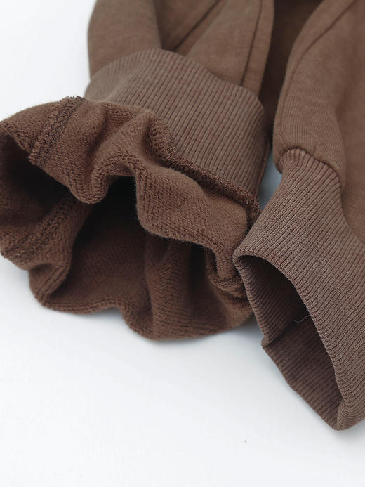 秋冬新款复古棕色圆领卫衣 亮片卡通图案设计感短款上衣 宽松慵懒风减龄套头衫 商品图4