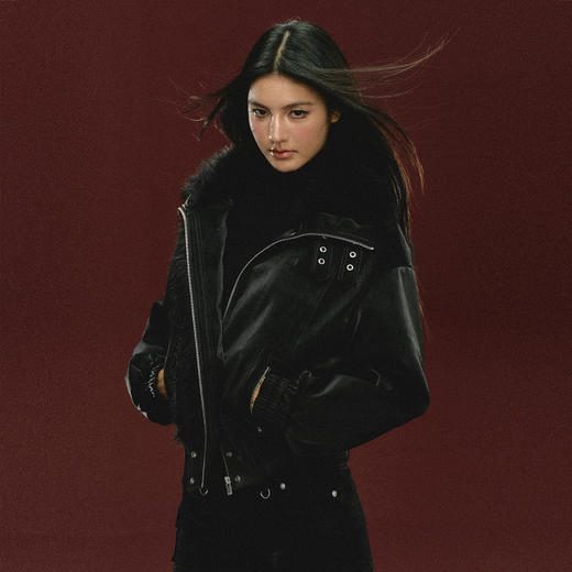 Ariseism 美式复古设计感黑色皮衣外套女秋冬新款上衣 商品图1