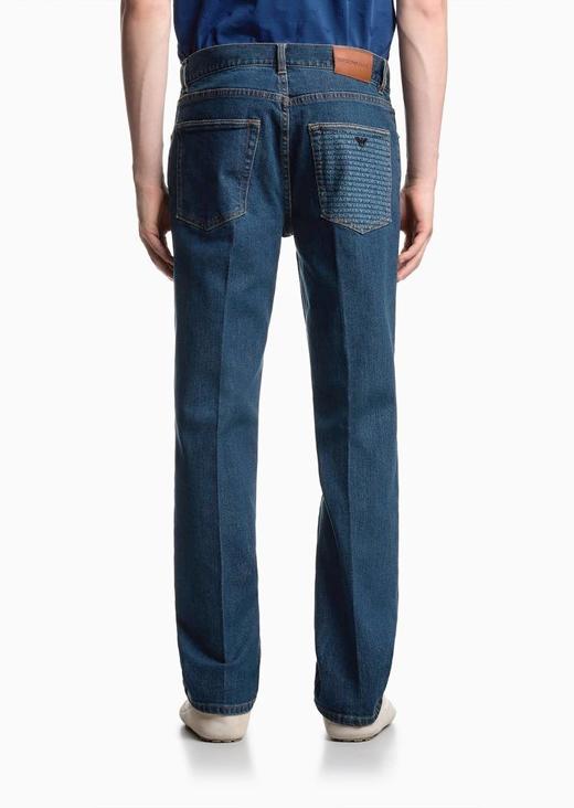 E@秋冬款 后袋水印图案 棉弹牛仔裤 NZK251 商品图1