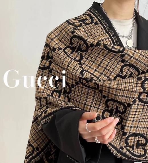 D111907既是围巾也是披肩！黑金双面羊毛围巾 商品图0