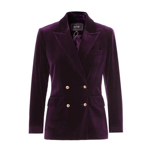EITIE爱特爱秋季新款高级感复古丝绒休闲挺括修身西装外套7903613 商品图5