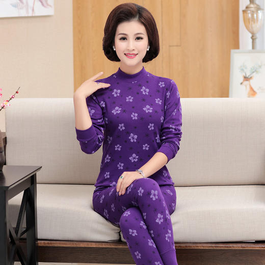 秋衣秋裤全棉中老年女士纯棉妈妈保暖内衣老人棉毛衫套装线衣线裤中年妈妈保暖内衣套装 商品图1
