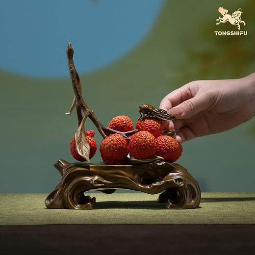 铜师傅《名利双收》客厅桌面铜荔枝摆件 家居装饰工艺品 商品图4