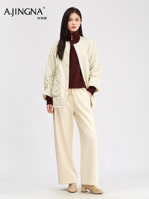 【弧形绗缝】阿菁娜冬季新款显瘦慵懒棉服弧形绗缝设计落肩宽松版型F30D215008 商品图2