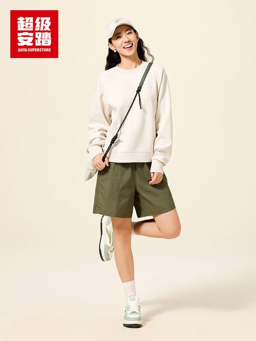 超级安踏运动卫衣女士秋季罗纹拼接宽松休闲圆领套头衫上衣162535703U 商品图0