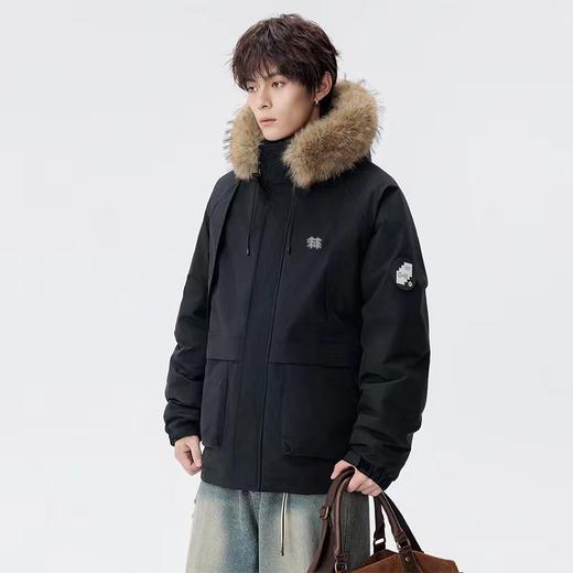 D111927羽绒棉服貉子毛连帽派克棉衣外套男女同款 商品图5