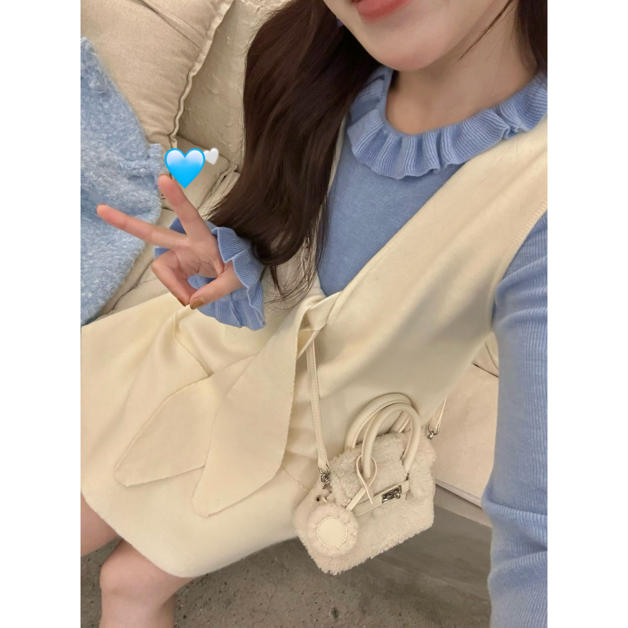 25AW上新 甜甜同款【文艺画馆】糯叽叽圈圈毛呢叠穿宽松无袖连衣裙