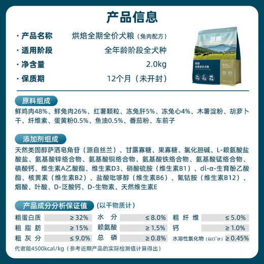 鲜朗 烘焙全价犬粮（兔肉配方）2kg 商品图4
