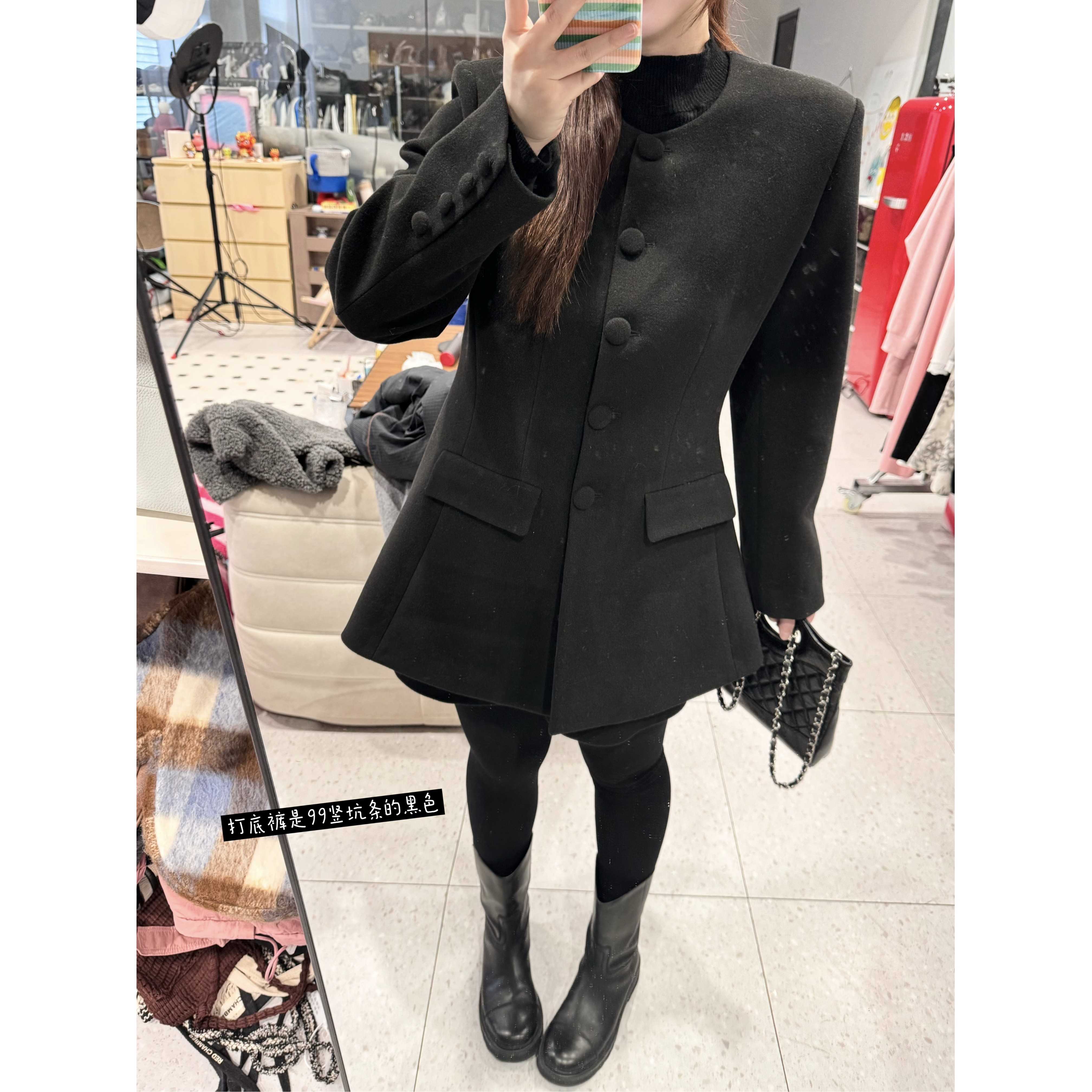 25AW上新 蕾蕾同款【沙漏腰！】收腰加厚毛呢外套裙+后半截松紧高腰A字短裤套装