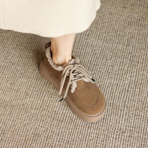 【系带厚底雪地靴】 毛茸茸系带冬季毛毛鞋3.5CM-CC 商品图2