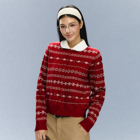 Ariseism 美式复古红色针织开衫毛衣女秋冬新款上衣