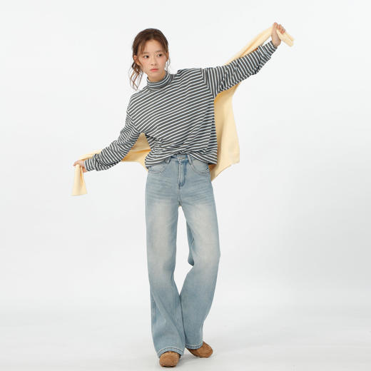 基本款复合绒阔腿牛仔裤-纪念日百货门店同款167546566 商品图3